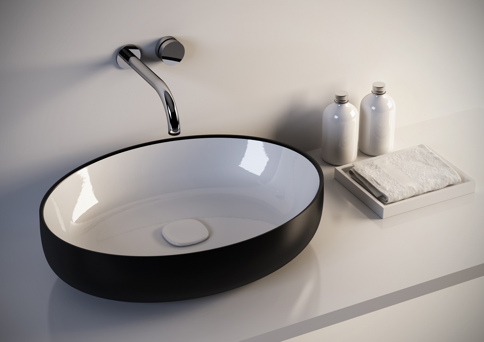 MetamorfosiBlackWht Oval Ceramic Bathroom Vessel Sink
