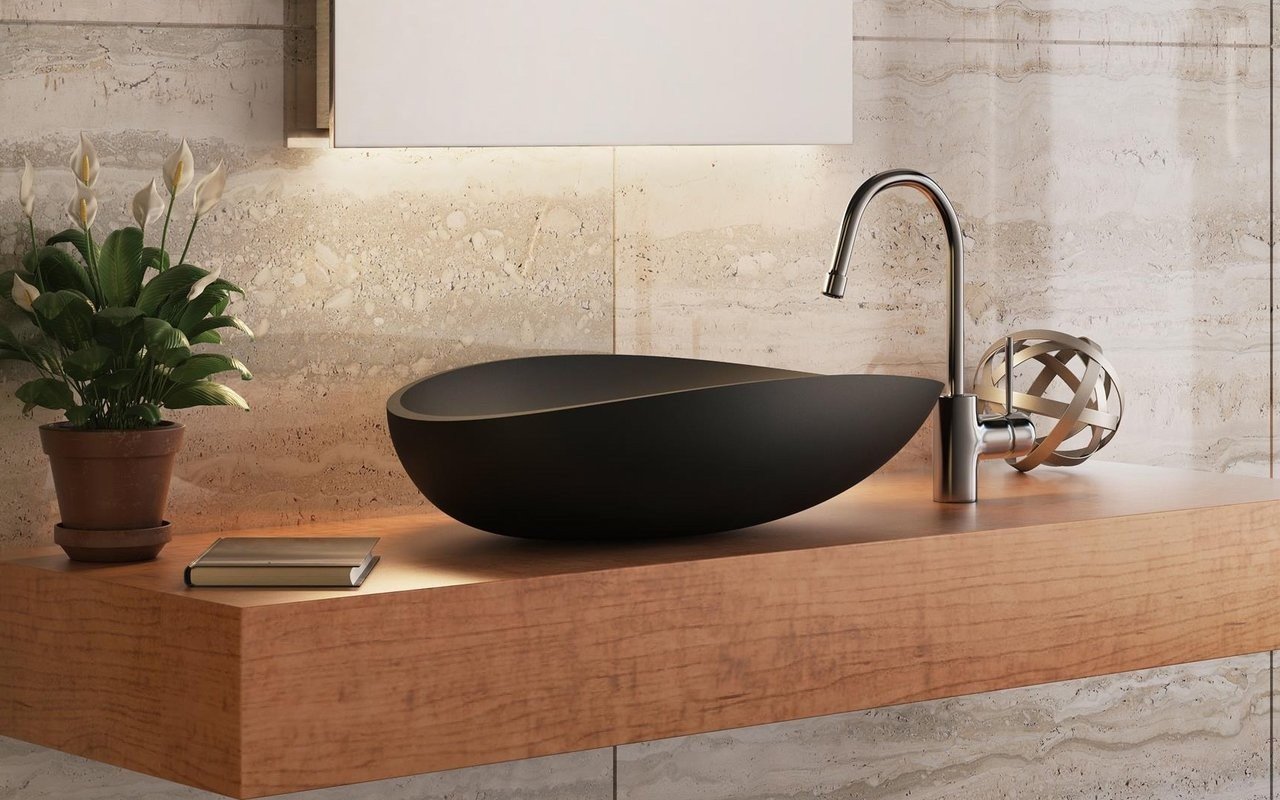 Black Stone Vessel Sink Lotus Aquatica Bath Uk