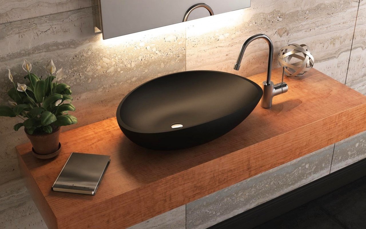 Black Stone Vessel Sink Lotus Aquatica Bath Uk