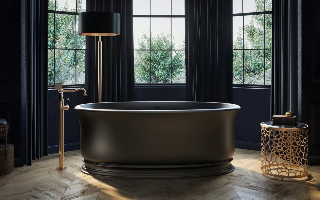 Aquatica Aphrodite Black Freestanding Solid Surface Bathtub picture № 0