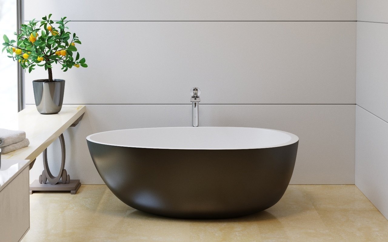 Aquatica Spoon 2 Egg Shaped Blck-Wht Solid Surface Bathtub picture № 0