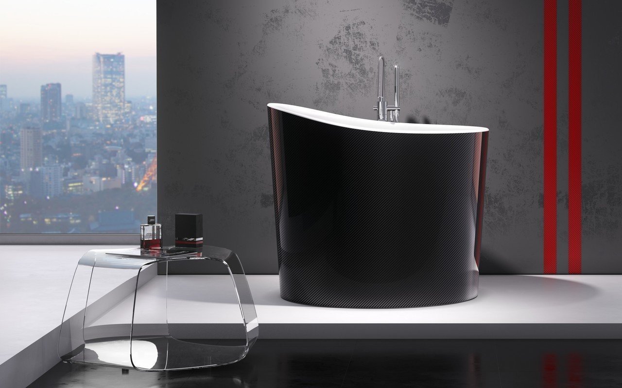 Aquatica True Ofuro Mini Carbon-Wht Freestanding Stone Japanese Soaking Bathtub picture № 0