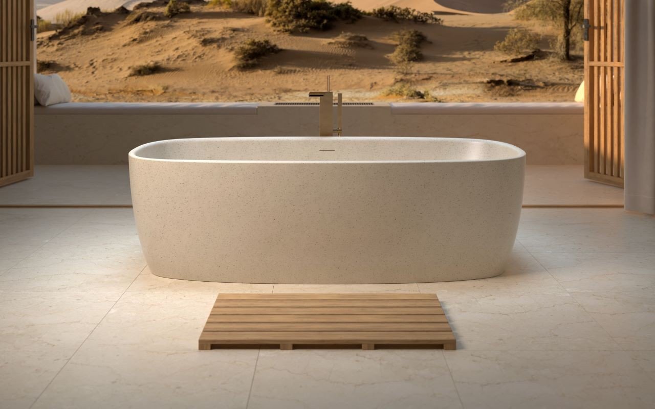 Aquatica Coletta™ Sleek Sandstone Freestanding Solid Surface Bathtub picture № 0