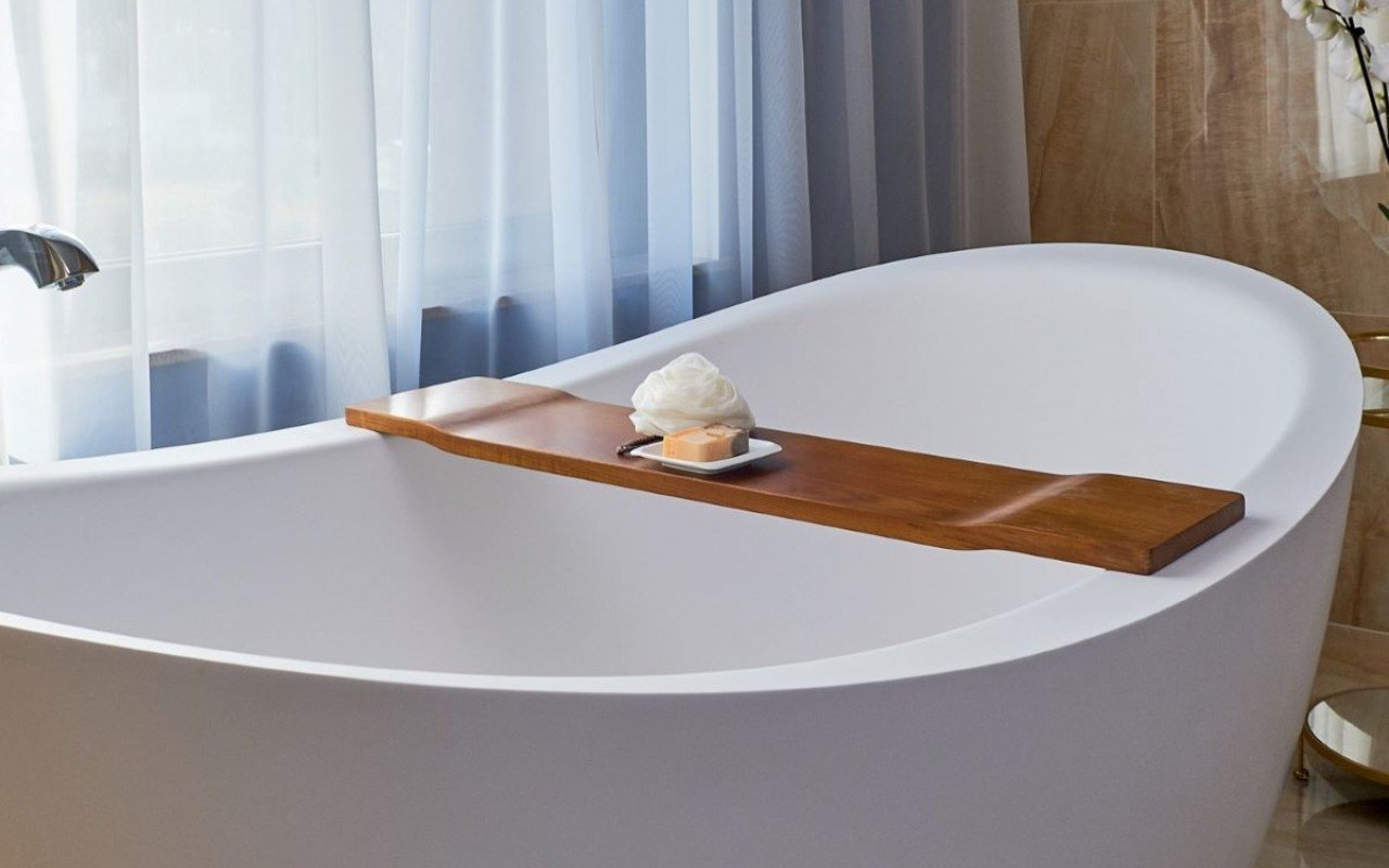 Aquatica Tidal Waterproof Iroko Wood Bathtub Tray picture № 0