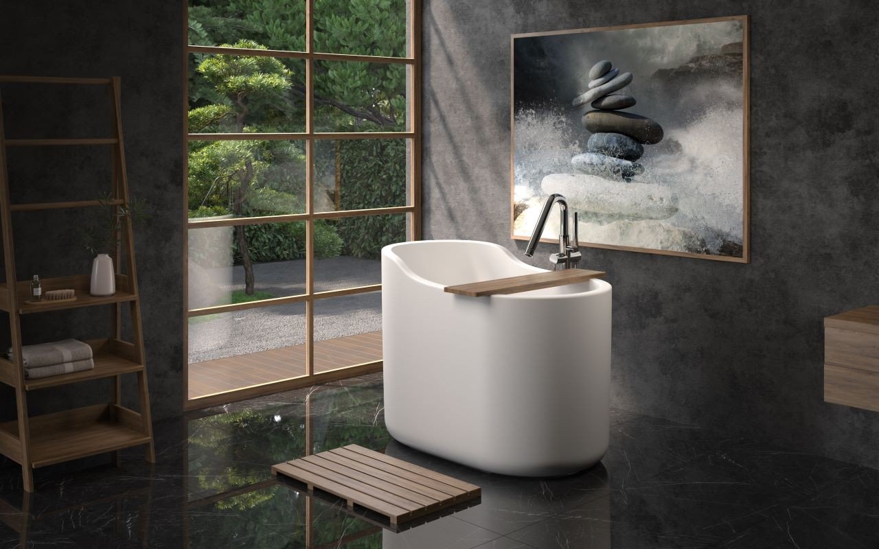 Aquatica True Ofuro Nano White Freestanding Stone Japanese Soaking Bathtub picture № 0