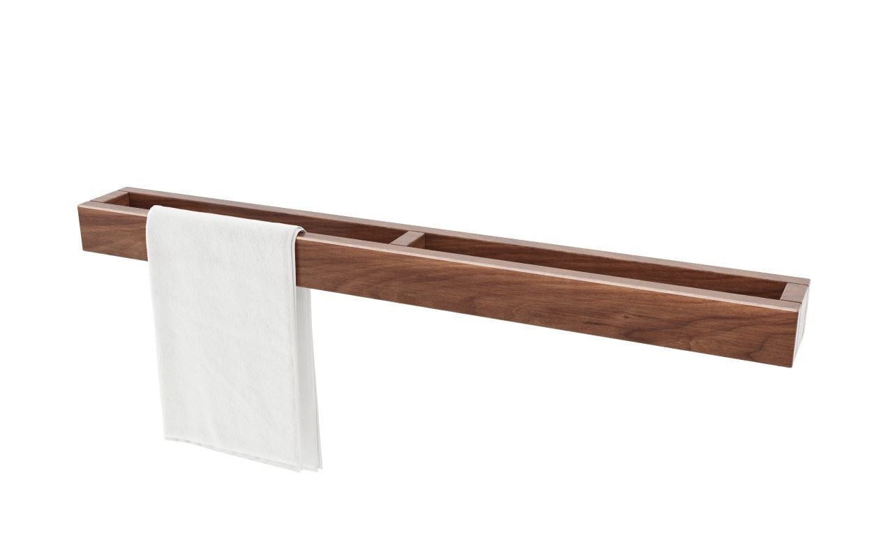 Aquatica Universal 32" Waterproof Wall Mounted American Walnut Wood Towel Rack picture № 0