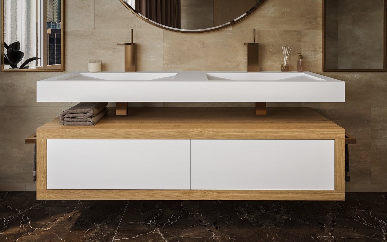 Aquatica Millennium-Wht 150 Stone And Wood Bathroom Vanity picture № 0