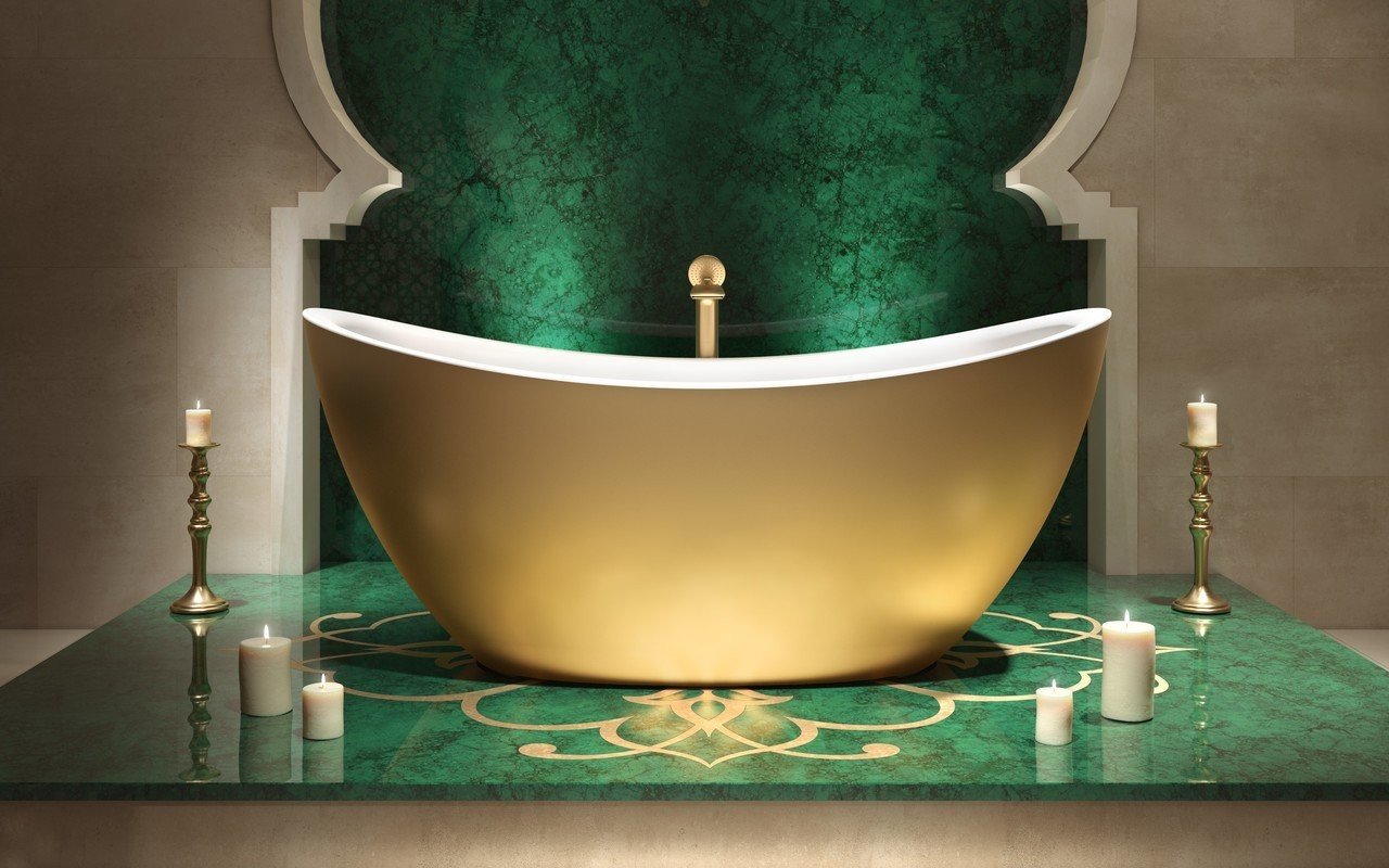 Aquatica Lillian Pearl Gold-Wht Freestanding Solid Surface Bathtub picture № 0