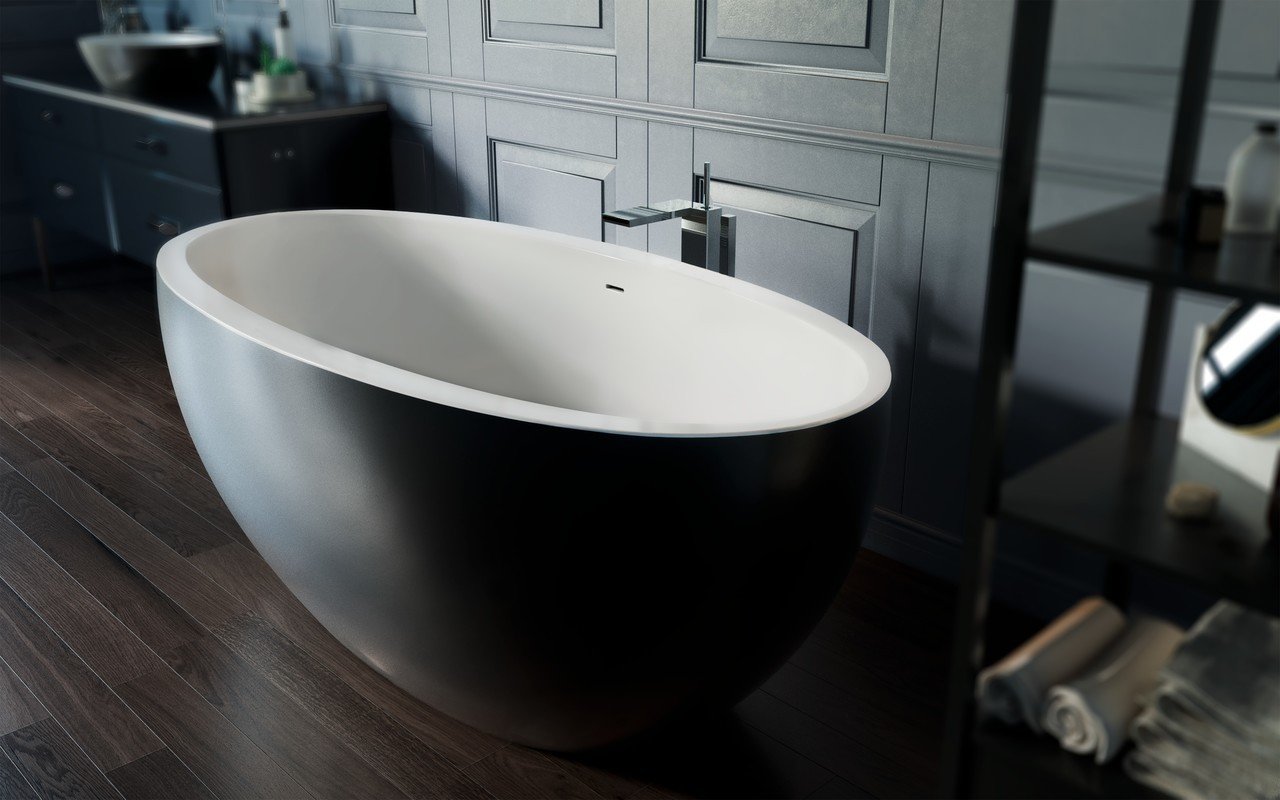 ᐈ 【Aquatica Sensuality™ Mini-F-Blck-Wht Freestanding Solid Surface ...