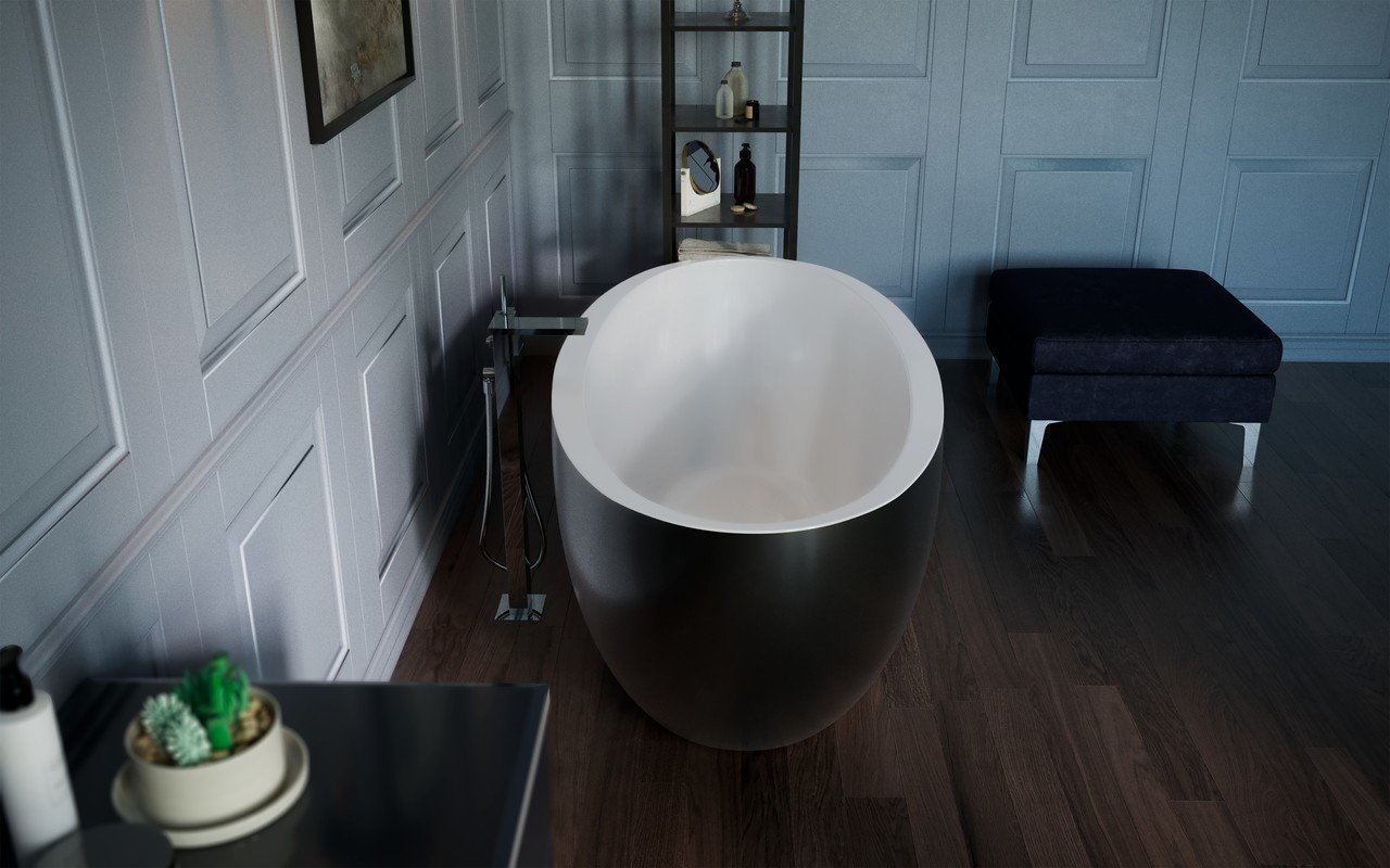 ᐈ 【Aquatica Sensuality™ Mini-F-Blck-Wht Freestanding Solid Surface ...
