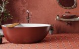 Spoon 2 RAL3009 Freestanding Egg Shaped Solid Surface Bathtub 7 (web)