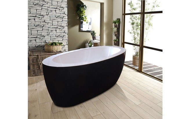 Aquatica Purescape™ 174B-Blck-Wht Freestanding Acrylic Bathtub