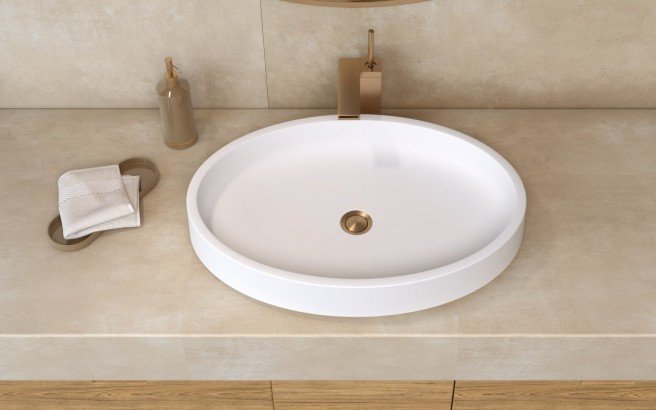 Aquatica Solace-Wht Oval Stone Bathroom Vessel Sink
