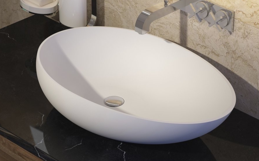 Aquatica Spoon Wht Stone Vessel Sink new